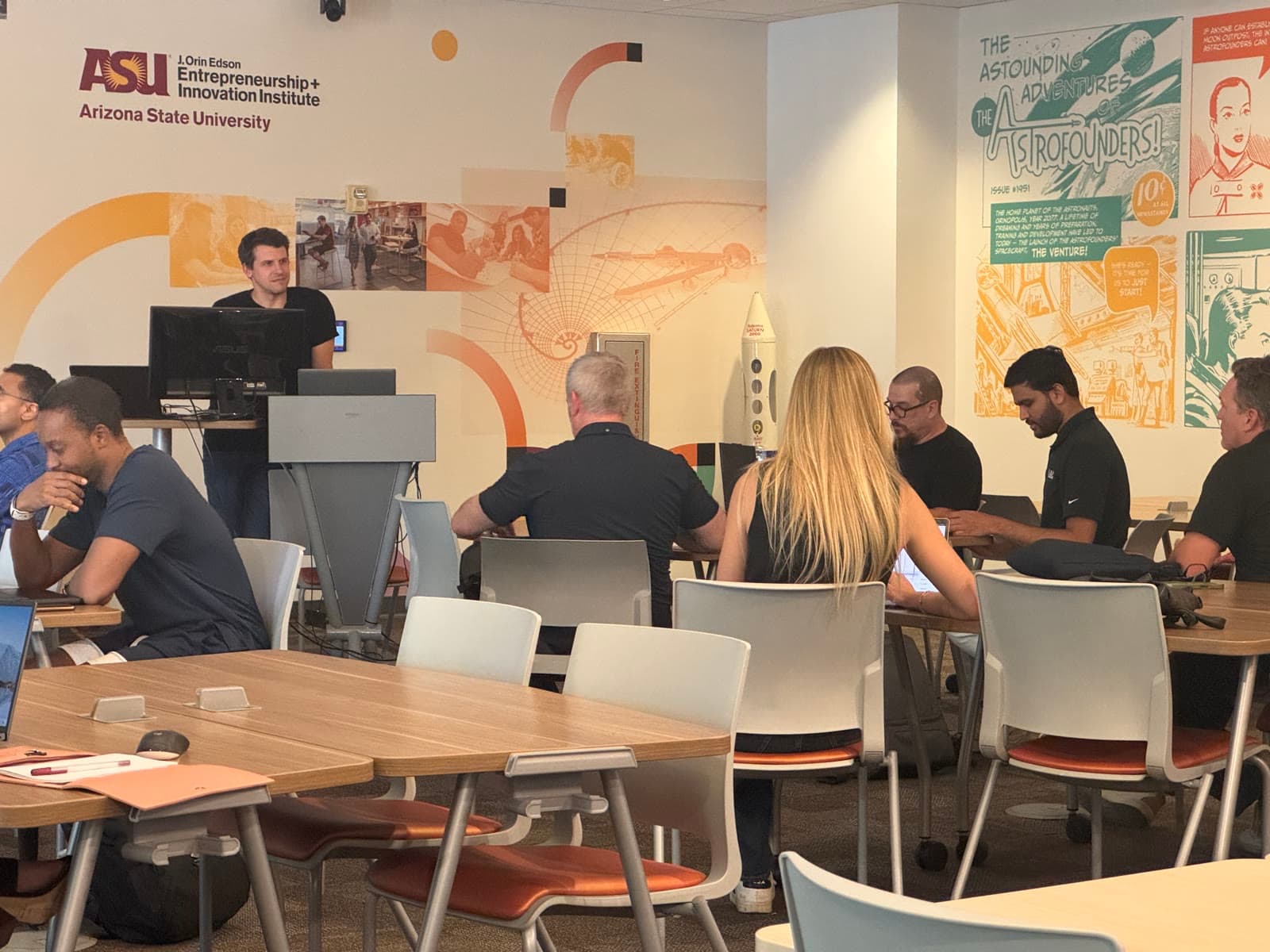 A room of data professionals during an AI workshop at ASU